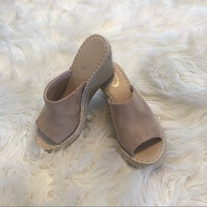 Blush espadrille wedge mules